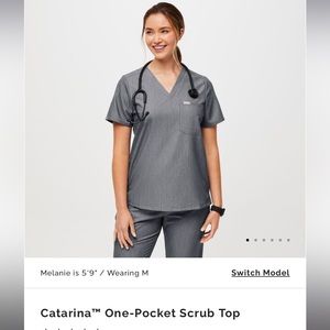 Figs Catarina One-Pocket Scrub Top Graphite XS